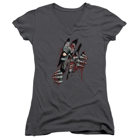 Juniors Sheer Cap Sleeve V-Neck