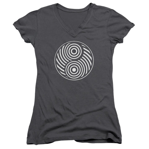 Juniors Sheer Cap Sleeve V-Neck