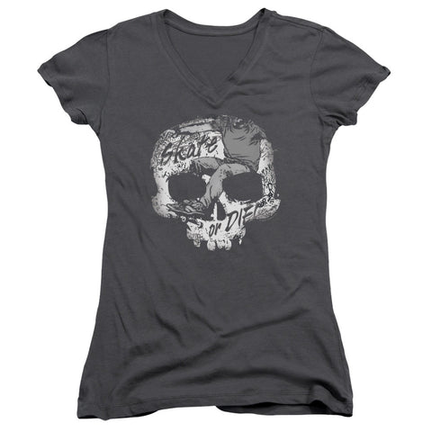 Juniors Sheer Cap Sleeve V-Neck