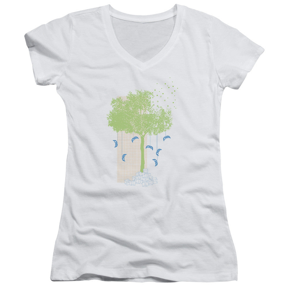 Juniors Sheer Cap Sleeve V-Neck