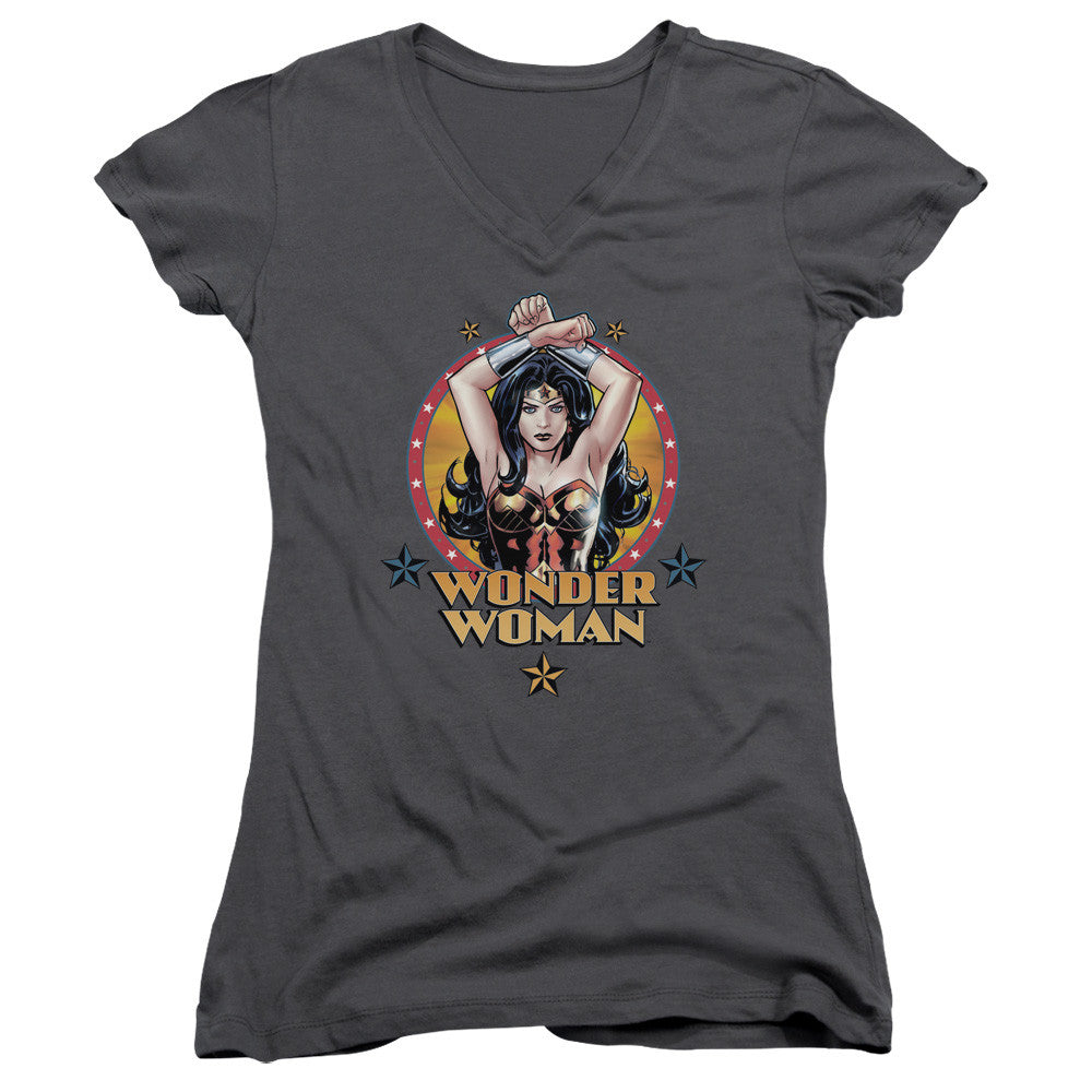 Juniors Sheer Cap Sleeve V-Neck