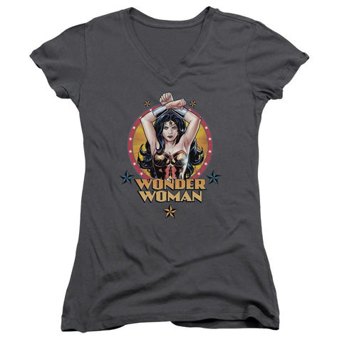 Juniors Sheer Cap Sleeve V-Neck