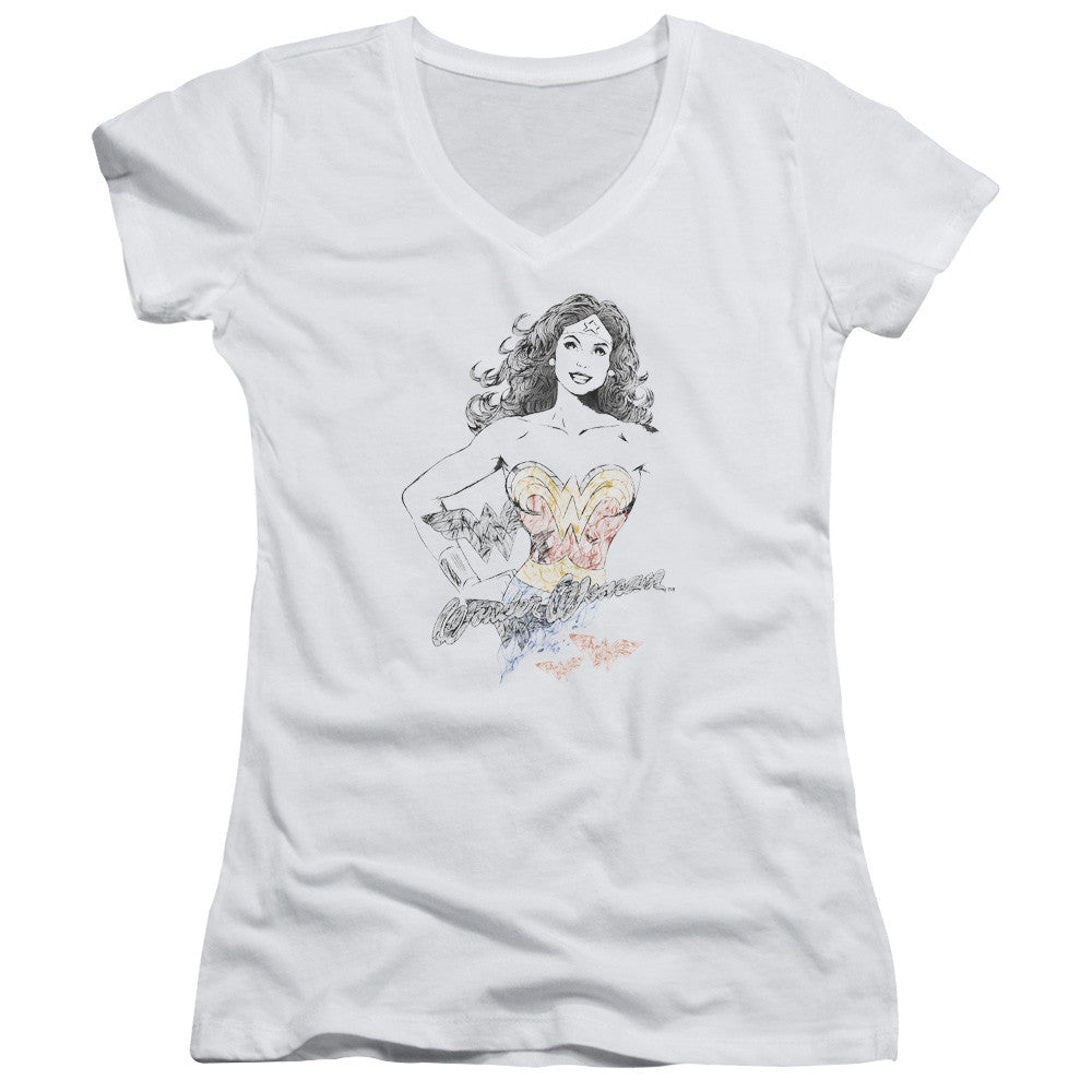 Juniors Sheer Cap Sleeve V-Neck