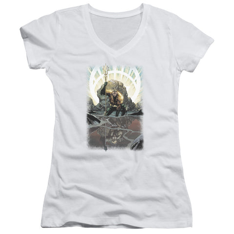 Juniors Sheer Cap Sleeve V-Neck