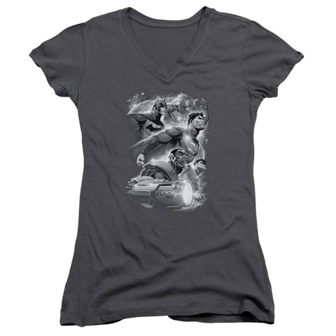 Juniors Sheer Cap Sleeve V-Neck