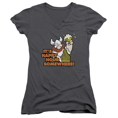 Juniors Sheer Cap Sleeve V-Neck