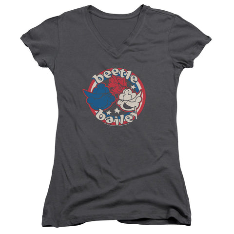 Juniors Sheer Cap Sleeve V-Neck