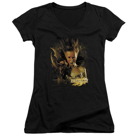 Juniors Sheer Cap Sleeve V-Neck