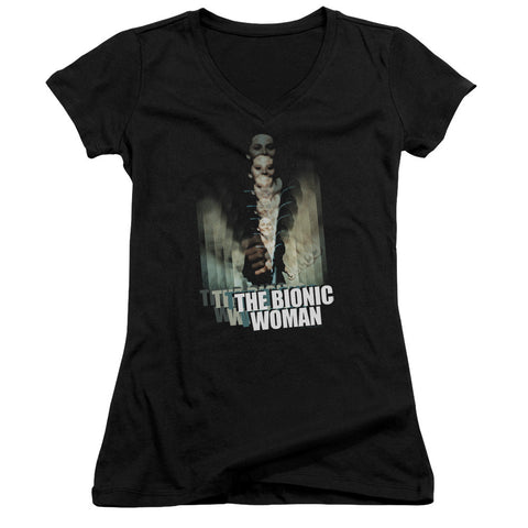 Juniors Sheer Cap Sleeve V-Neck