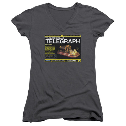 Juniors Sheer Cap Sleeve V-Neck