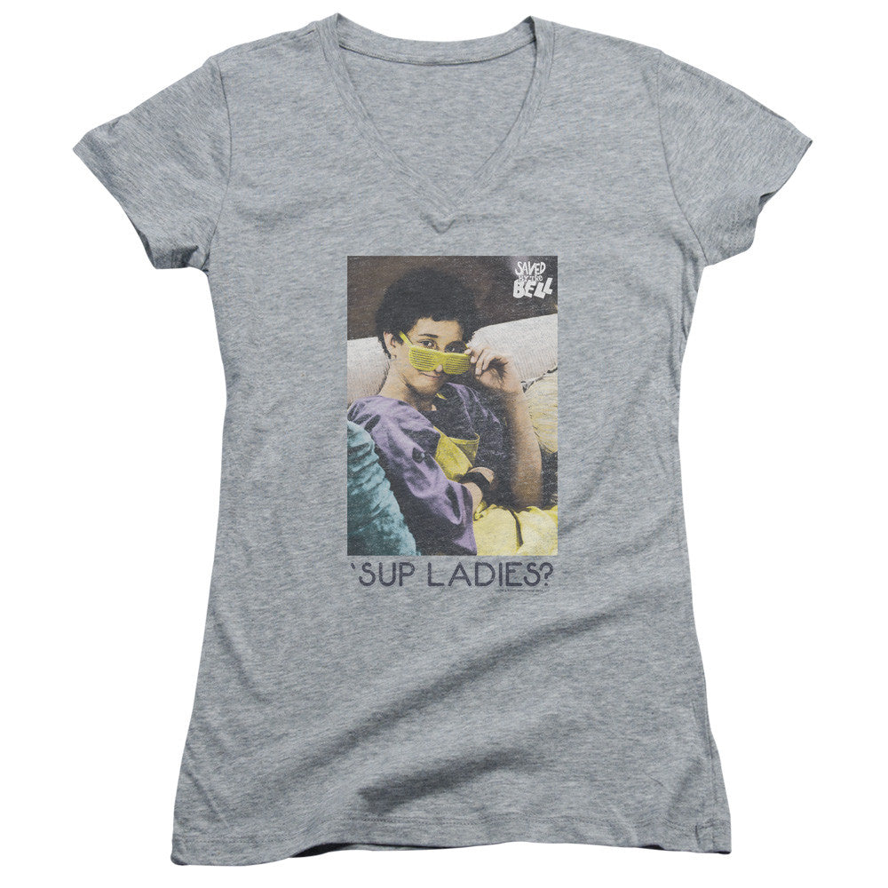 Juniors Sheer Cap Sleeve V-Neck