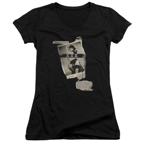 Juniors Sheer Cap Sleeve V-Neck