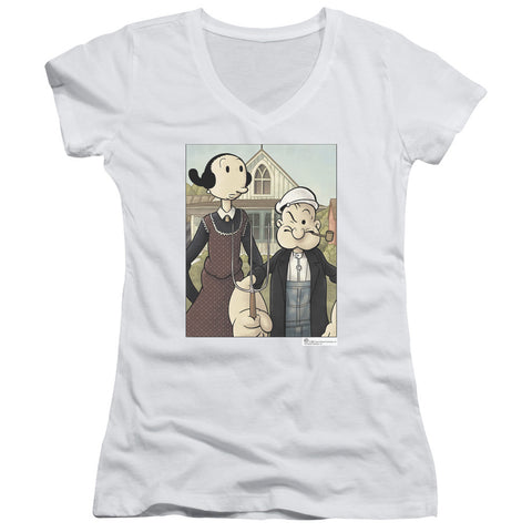 Juniors Sheer Cap Sleeve V-Neck