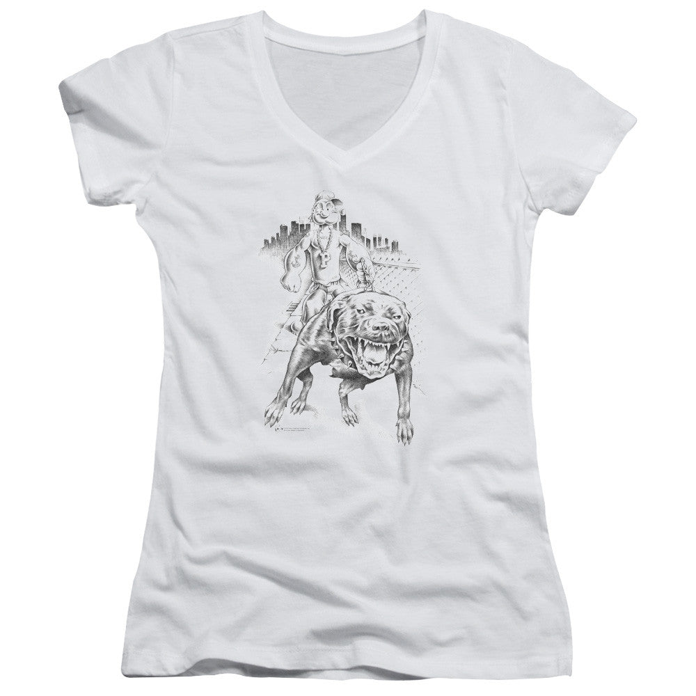 Juniors Sheer Cap Sleeve V-Neck