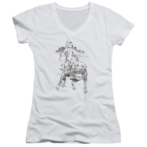 Juniors Sheer Cap Sleeve V-Neck