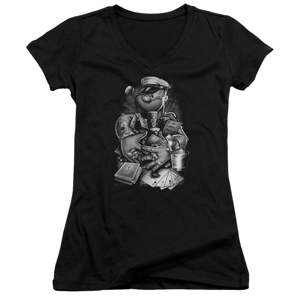 Juniors Sheer Cap Sleeve V-Neck