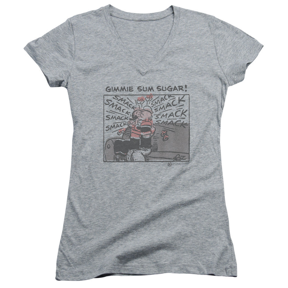 Juniors Sheer Cap Sleeve V-Neck