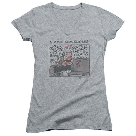 Juniors Sheer Cap Sleeve V-Neck