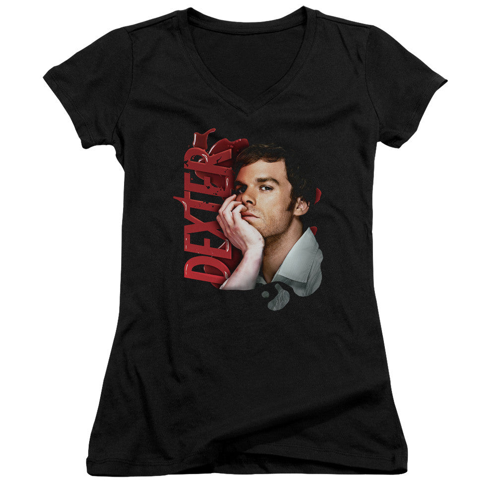 Juniors Sheer Cap Sleeve V-Neck