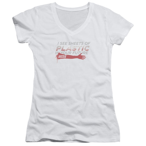 Juniors Sheer Cap Sleeve V-Neck