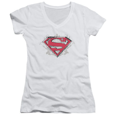 Juniors Sheer Cap Sleeve V-Neck