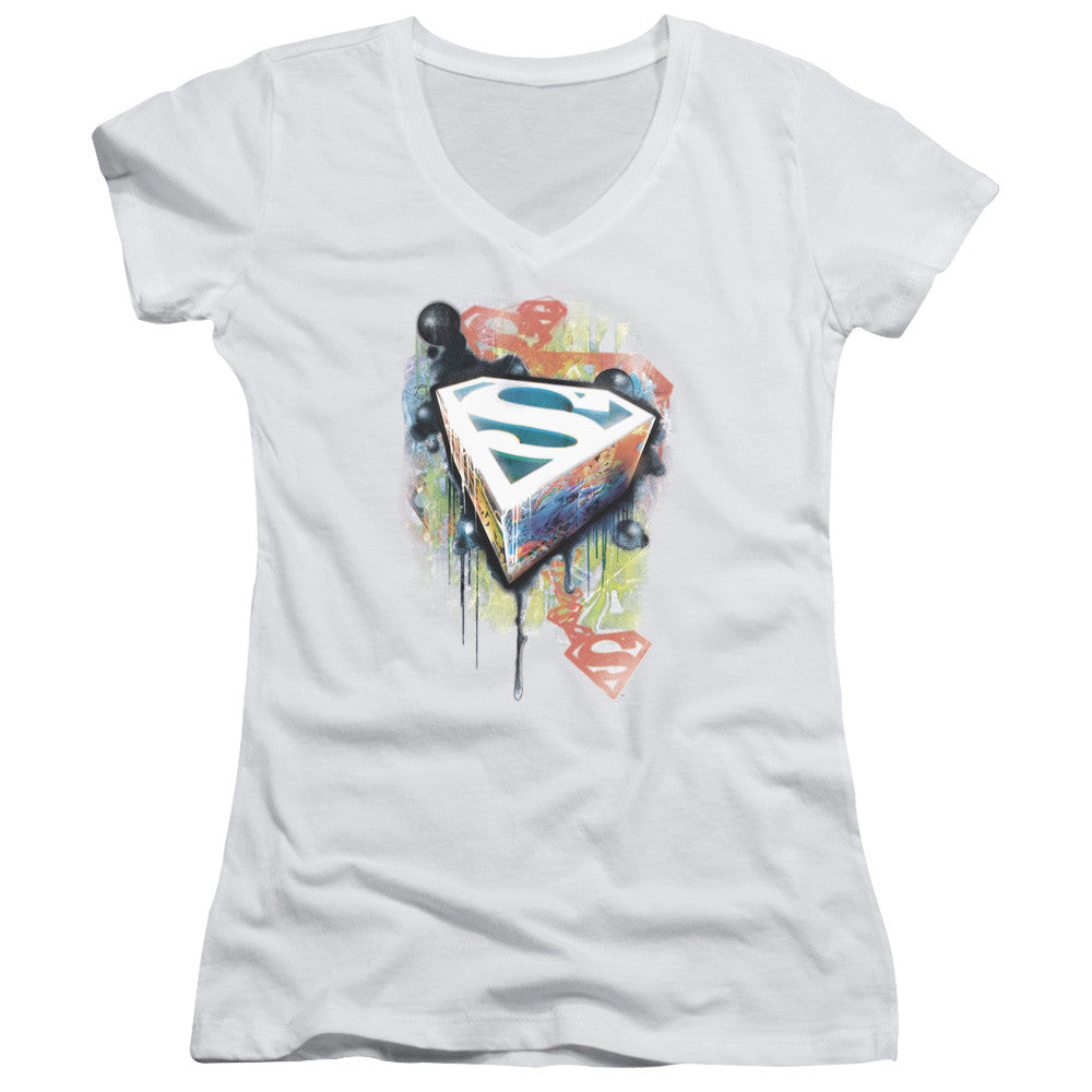 Juniors Sheer Cap Sleeve V-Neck