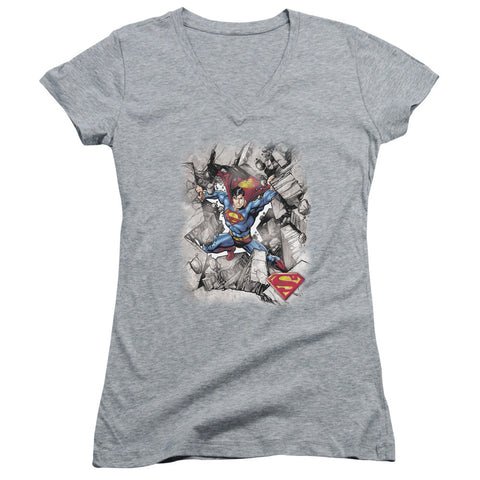 Juniors Sheer Cap Sleeve V-Neck