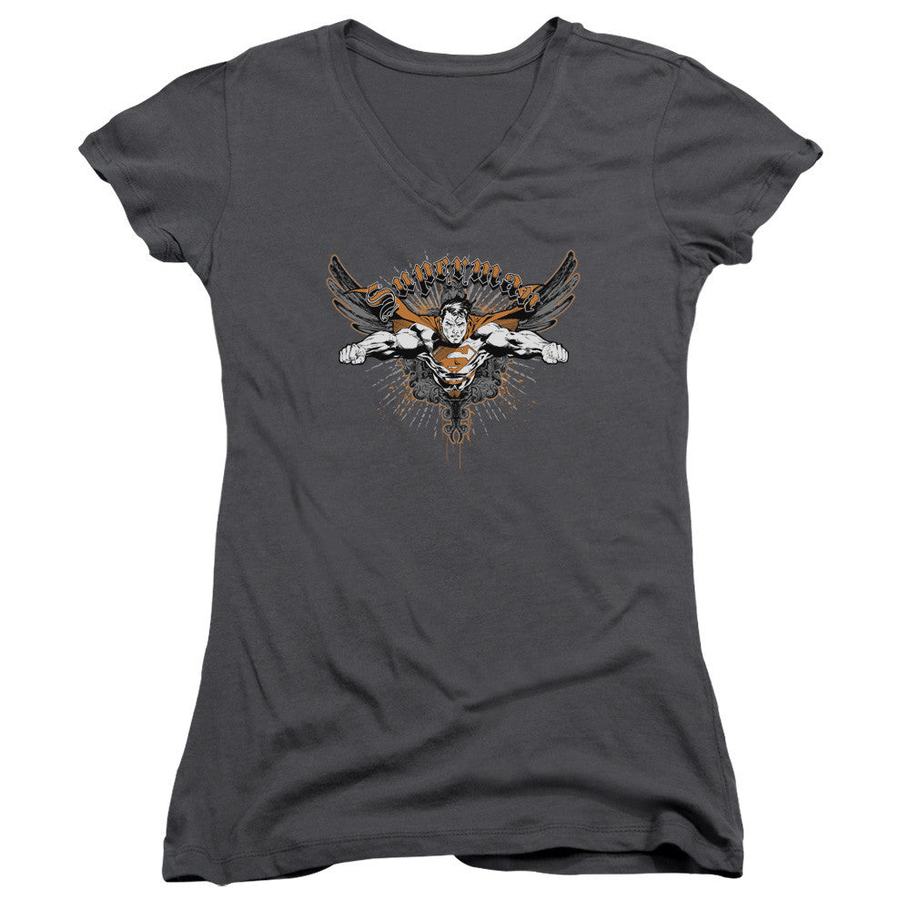 Juniors Sheer Cap Sleeve V-Neck