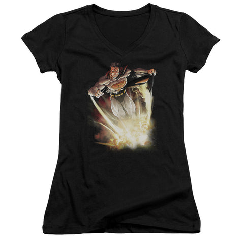 Juniors Sheer Cap Sleeve V-Neck