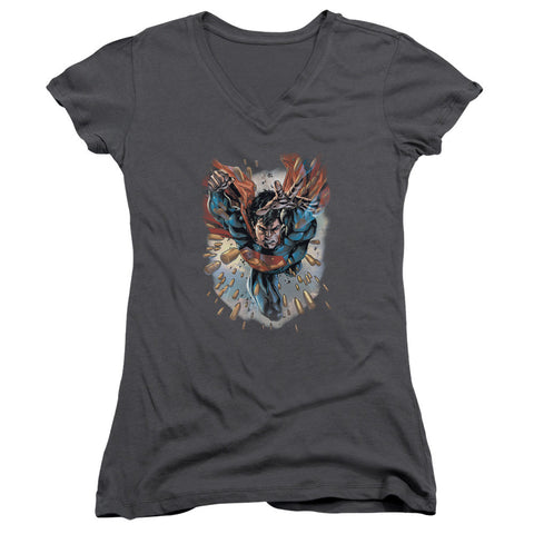 Juniors Sheer Cap Sleeve V-Neck