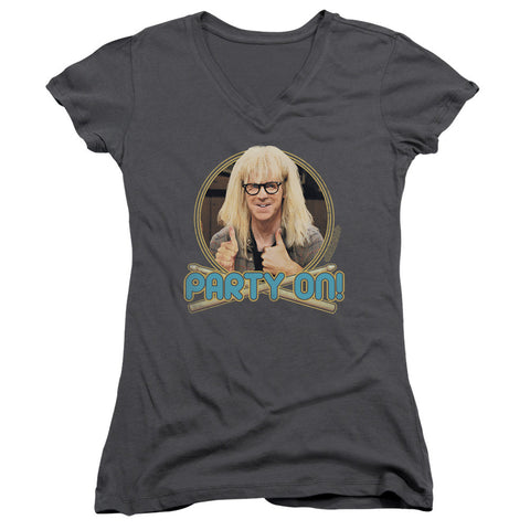 Juniors Sheer Cap Sleeve V-Neck