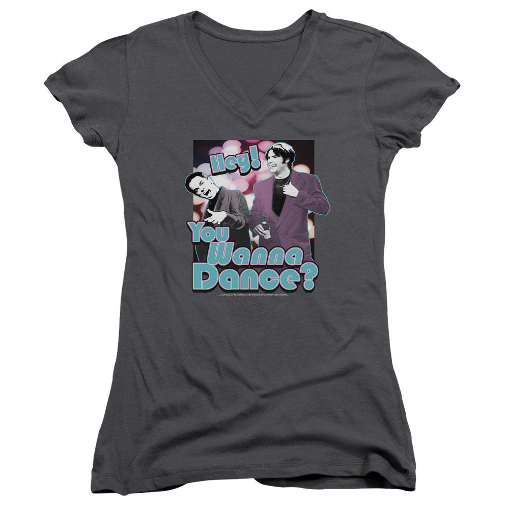 Juniors Sheer Cap Sleeve V-Neck