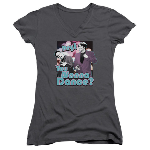 Juniors Sheer Cap Sleeve V-Neck