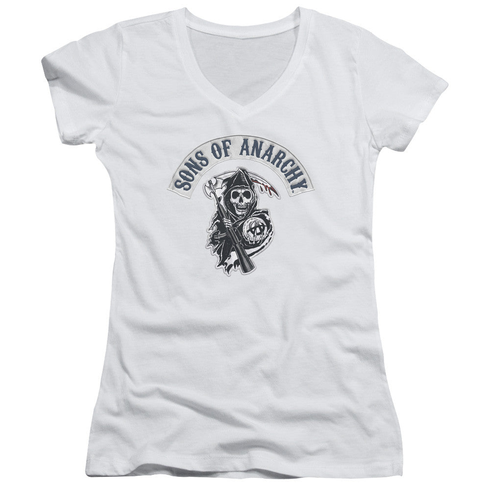 Juniors Sheer Cap Sleeve V-Neck