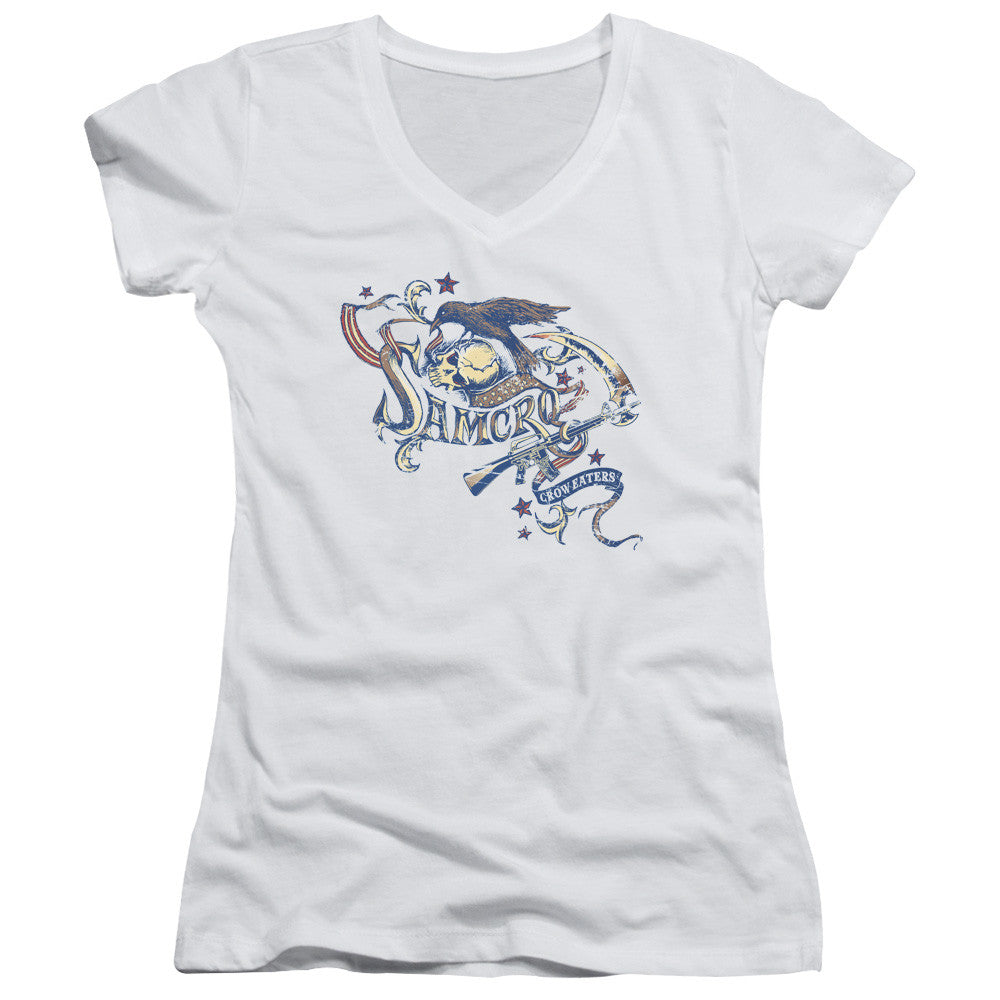 Juniors Sheer Cap Sleeve V-Neck