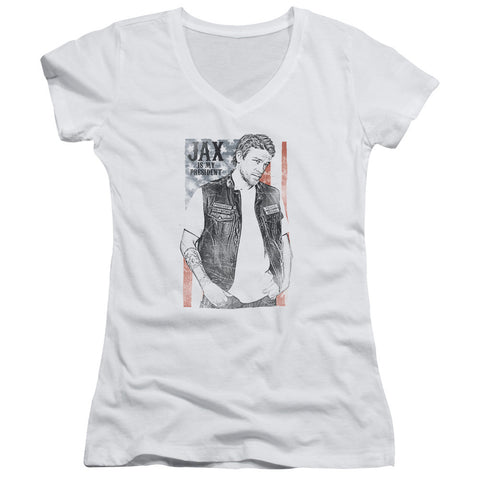 Juniors Sheer Cap Sleeve V-Neck