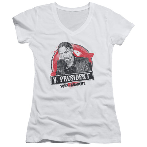 Juniors Sheer Cap Sleeve V-Neck