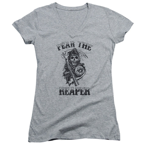 Juniors Sheer Cap Sleeve V-Neck