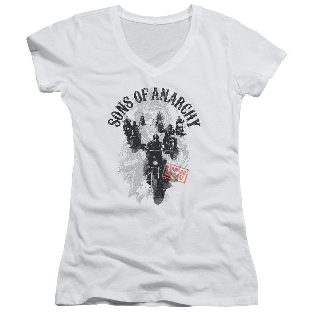 Juniors Sheer Cap Sleeve V-Neck