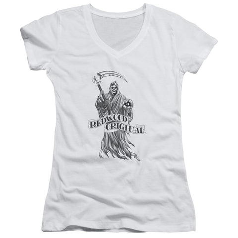 Juniors Sheer Cap Sleeve V-Neck