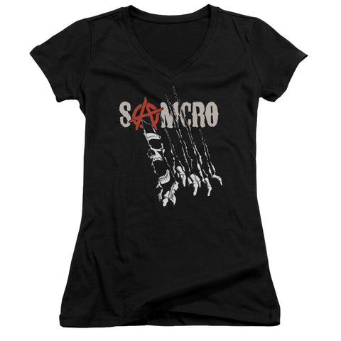 Juniors Sheer Cap Sleeve V-Neck