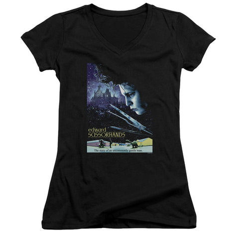 Juniors Sheer Cap Sleeve V-Neck