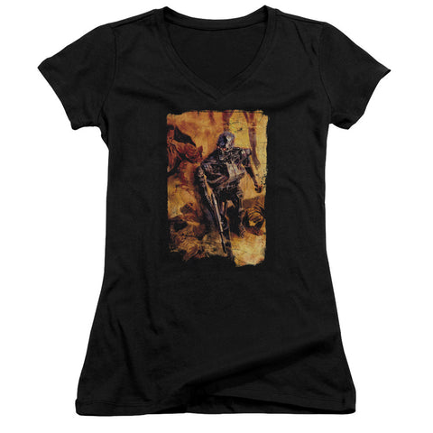 Juniors Sheer Cap Sleeve V-Neck