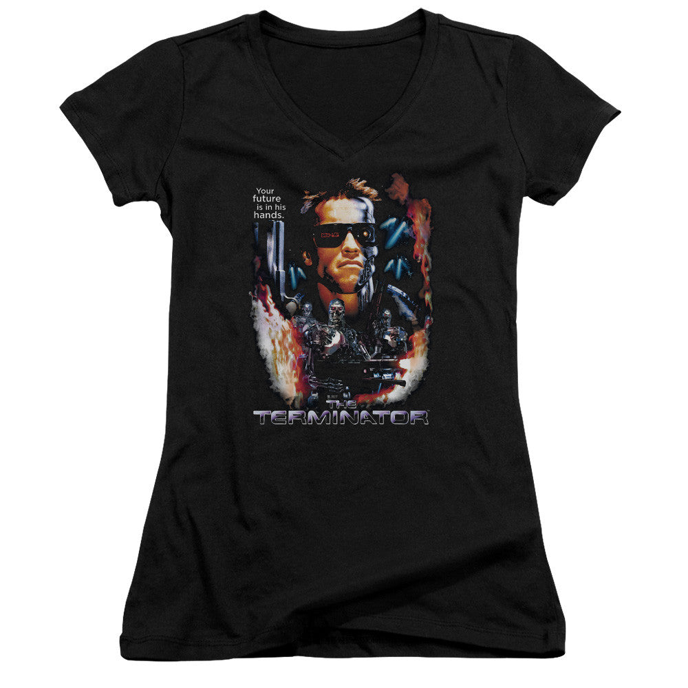 Juniors Sheer Cap Sleeve V-Neck