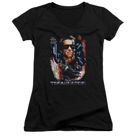 Juniors Sheer Cap Sleeve V-Neck