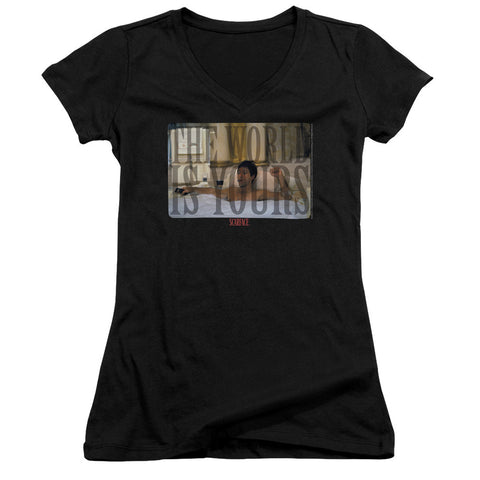 Juniors Sheer Cap Sleeve V-Neck