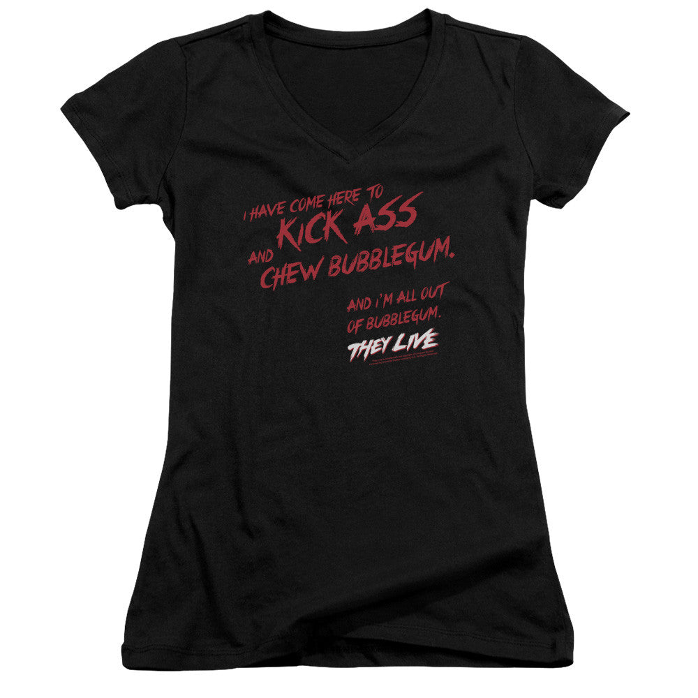 Juniors Sheer Cap Sleeve V-Neck