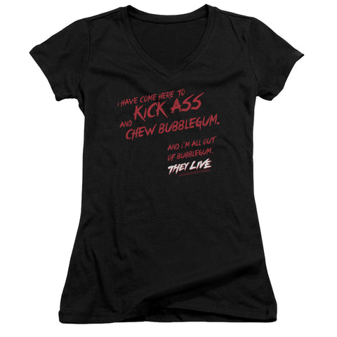 Juniors Sheer Cap Sleeve V-Neck