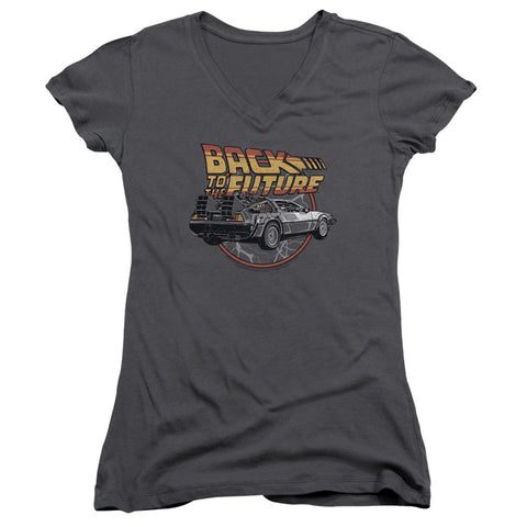 Juniors Sheer Cap Sleeve V-Neck