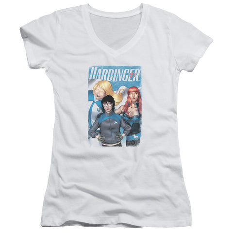 Juniors Sheer Cap Sleeve V-Neck